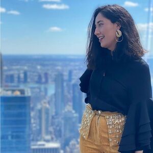 Luciana Balderrama velvet with charms waist trousers